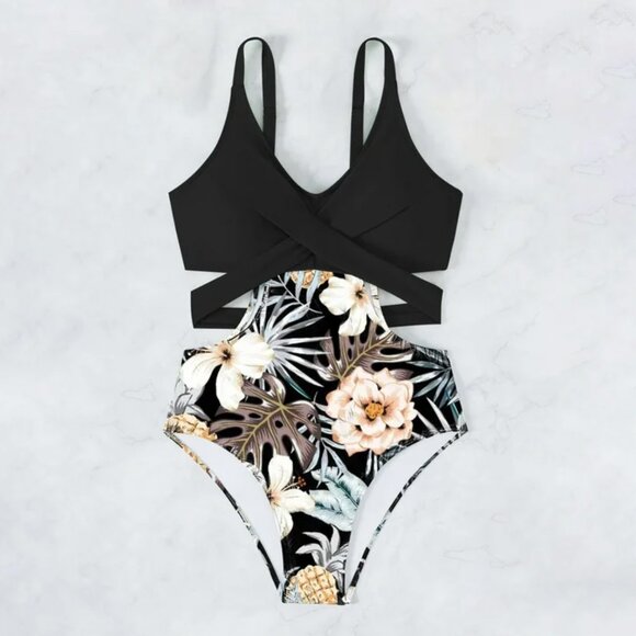 Floral Bikini Tankini Tummy Control Swimwear - Picture 2 of 9